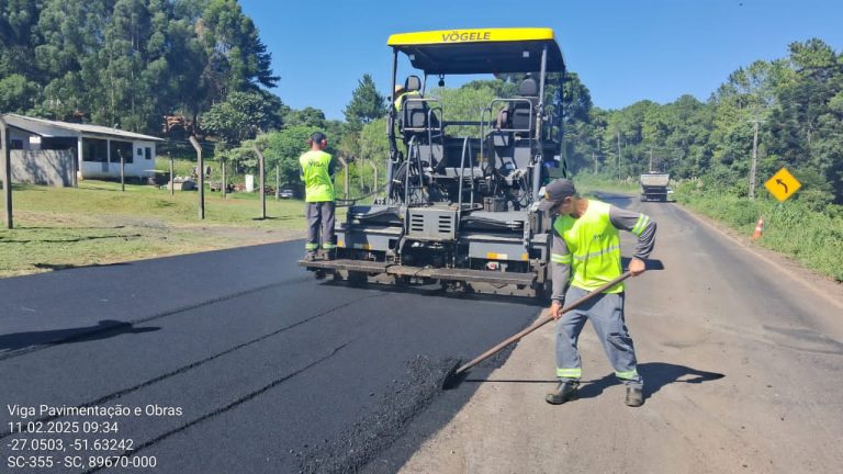 Obras de revitalização da SC-355, entre Água Doce e Catanduvas, entram na fase final