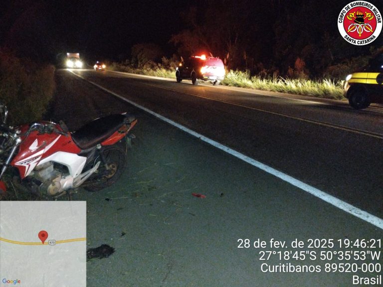 Motociclista morre em grave acidente na BR-470, em Curitibanos