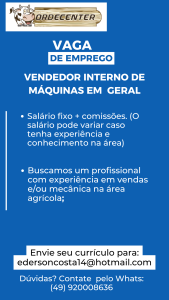 Vendedor Interno de Máquinas em Geral