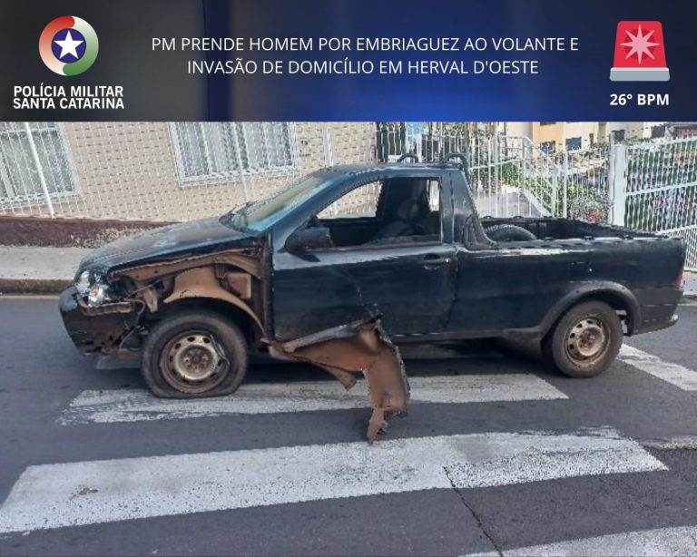 Homem é preso por embriaguez ao volante e invasão de residência em Herval d’Oeste