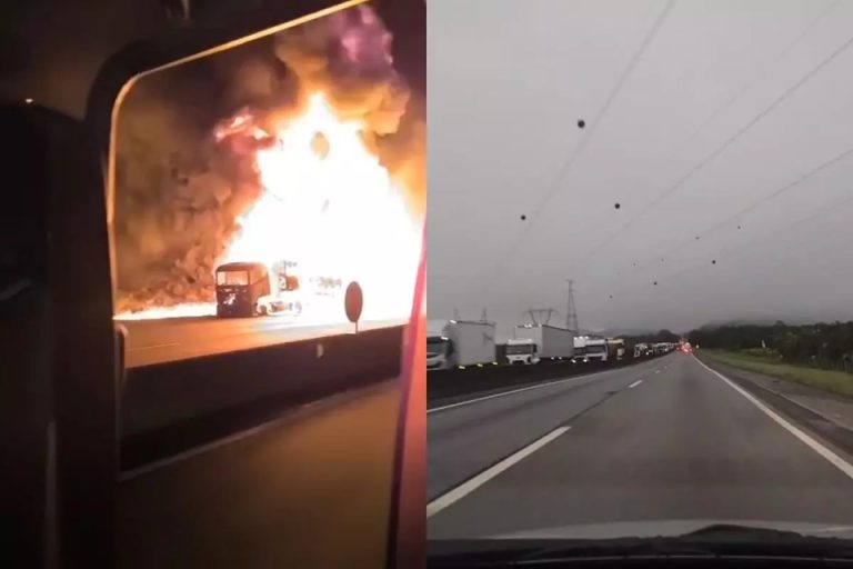 Mais uma explosão de caminhão bloqueia rodovia, causa filas enormes e deixa trânsito caótico em SC