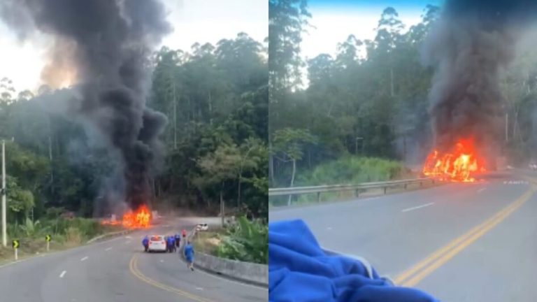 Duas pessoas morrem, 12 ficam feridas e rodovia é interditada em SC após acidente entre vários veículos