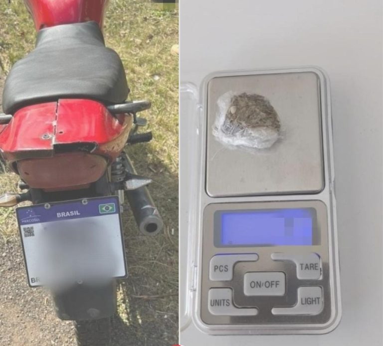 Homem é preso por conduzir motocicleta com placa de plástico e adulterada em Luzerna