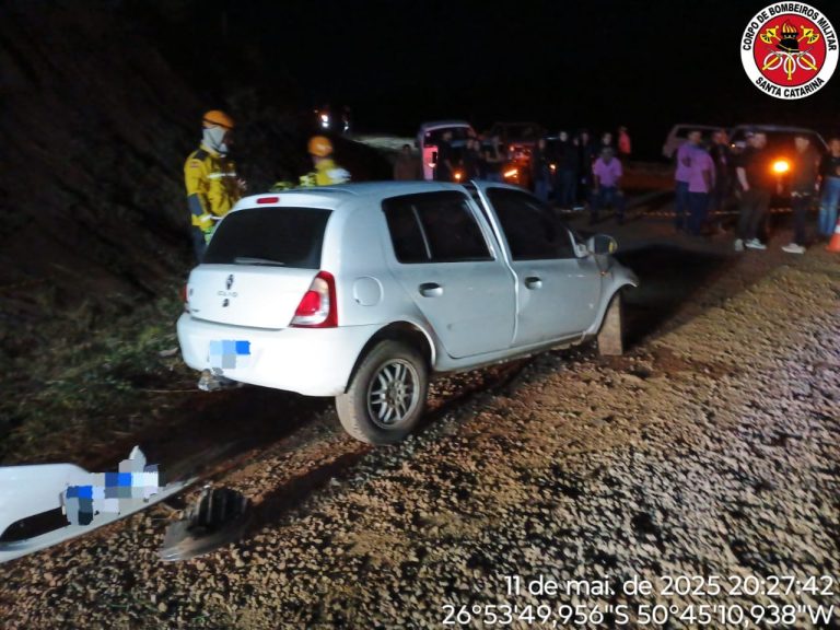 Motorista morre após colisão frontal entre carro e carreta na SC-350 em Lebon Régis