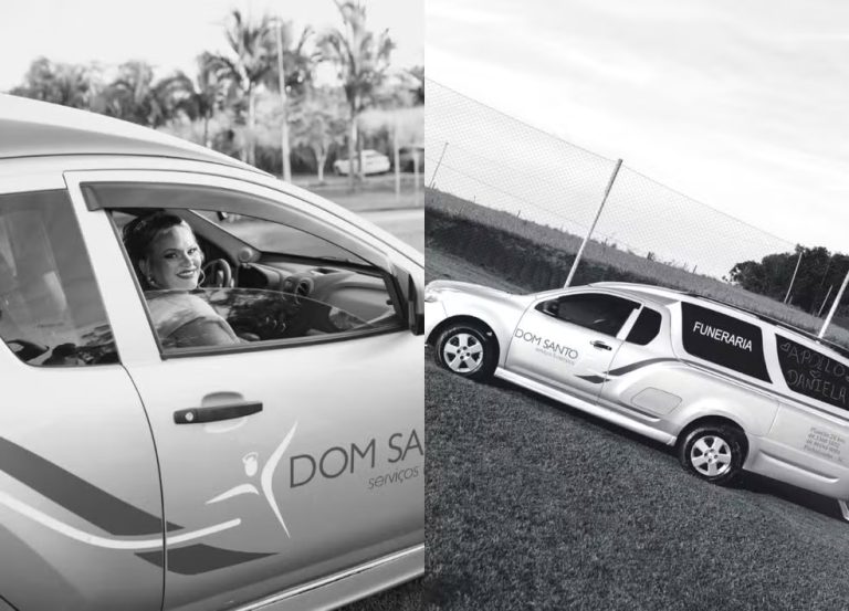 Noiva viraliza ao chegar em carro fúnebre para casar no Oeste: ‘Passei dois anos indo em funerais para vê-lo’