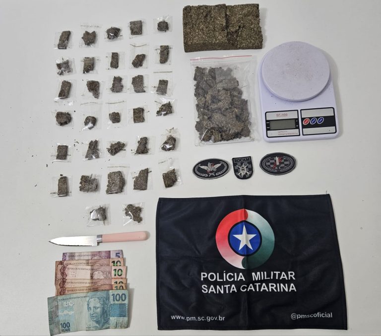 Polícia Militar prende homem por tráfico de drogas durante ocorrência de violência doméstica em Videira
