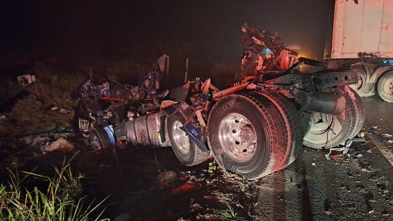 Colisão frontal entre caminhões deixa um motorista morto e outro ferido em Santa Catarina