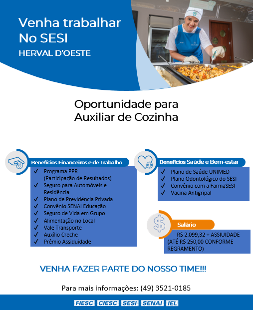 AUXILIAR DE COZINHA – HERVAL D’OESTE