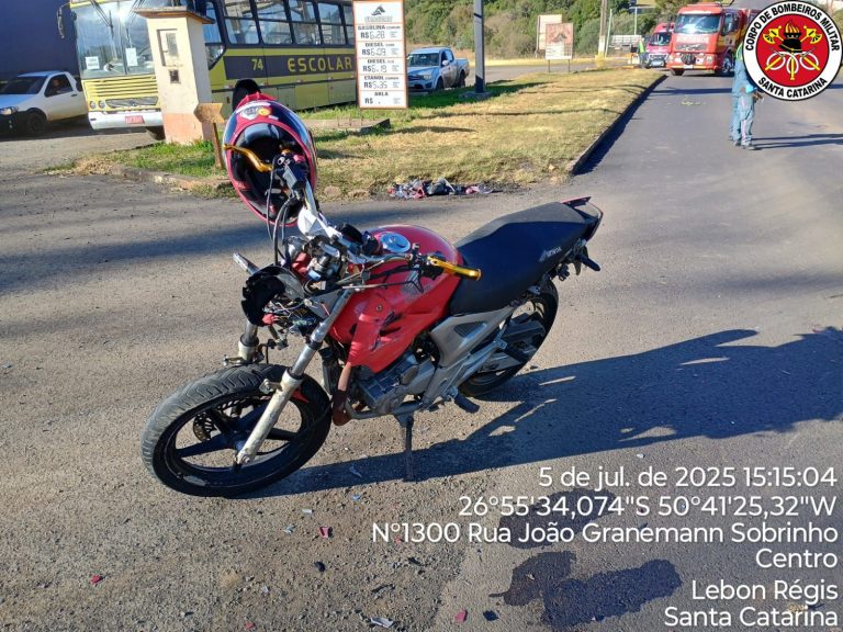 Motociclista sofre múltiplas fraturas em grave acidente na SC-350 em Lebon Régis