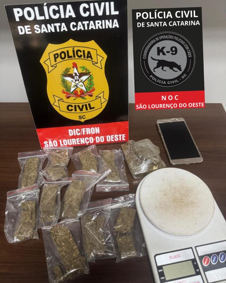 Polícia Civil de SC prende suspeito de tráfico de drogas