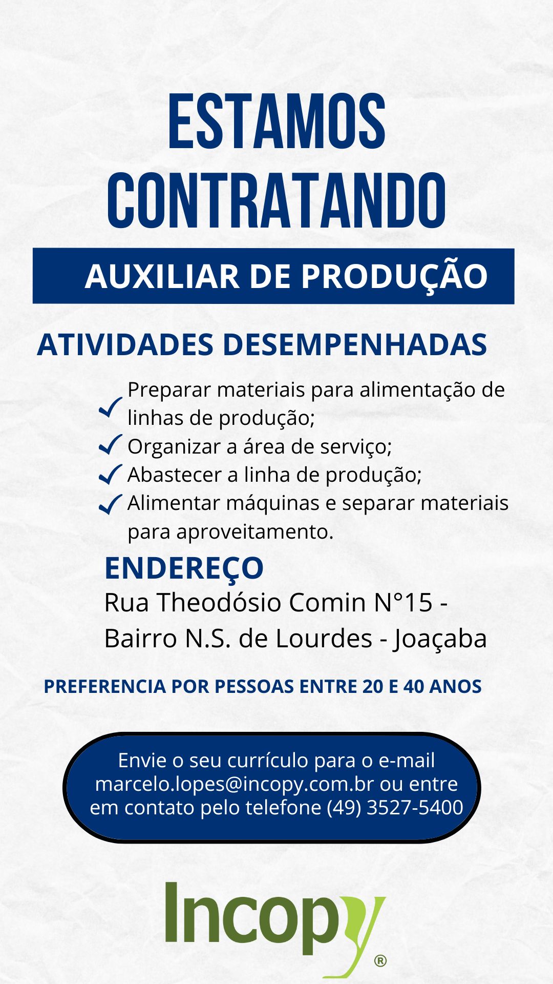 AUXILIAR DE PRODUÇÃO