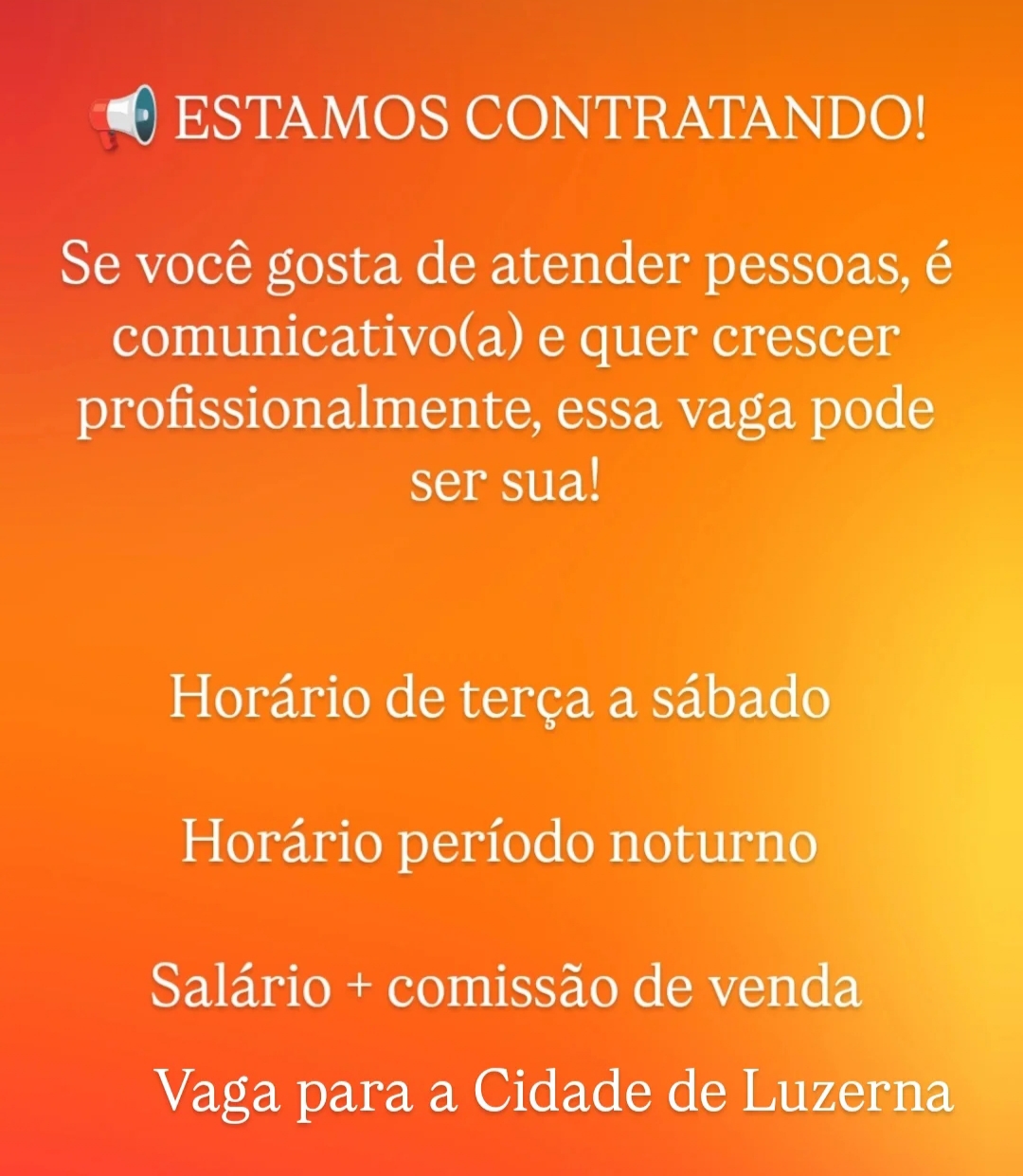 Vaga para atendente ao público