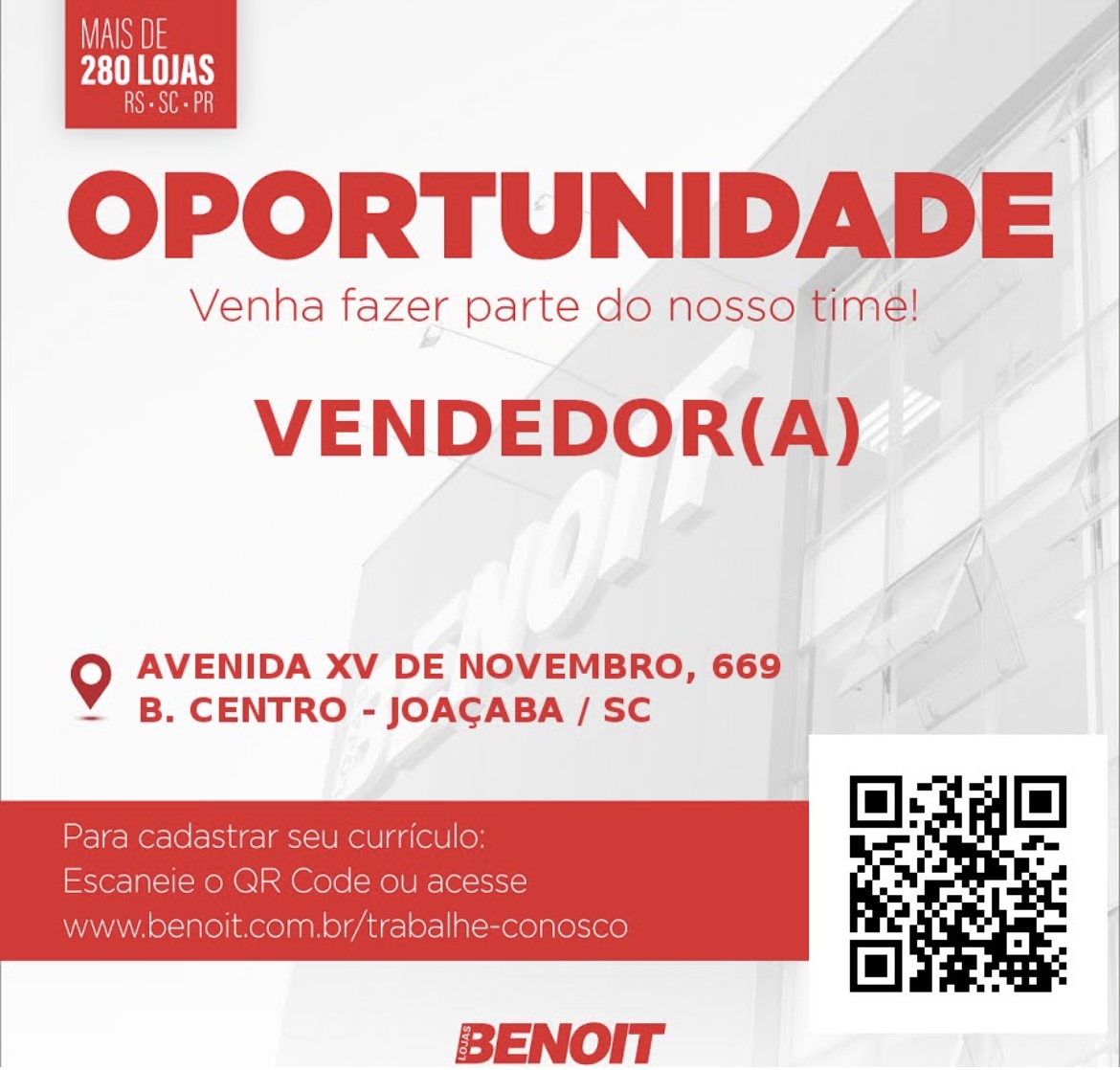 Vendedor – Lojas Benoit