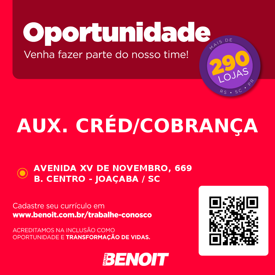Lojas Benoit – Auxiliar de crediário
