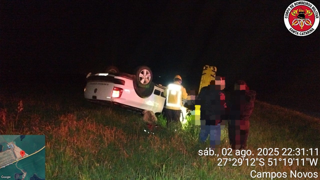 Jovem fica ferida após capotamento de veículo em Campos Novos