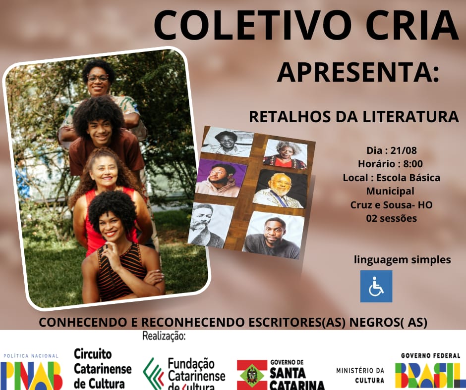 Coletivo CRIA Apresenta Espetáculo “Retalhos da Literatura” em Circuito Cultural em cidades da região