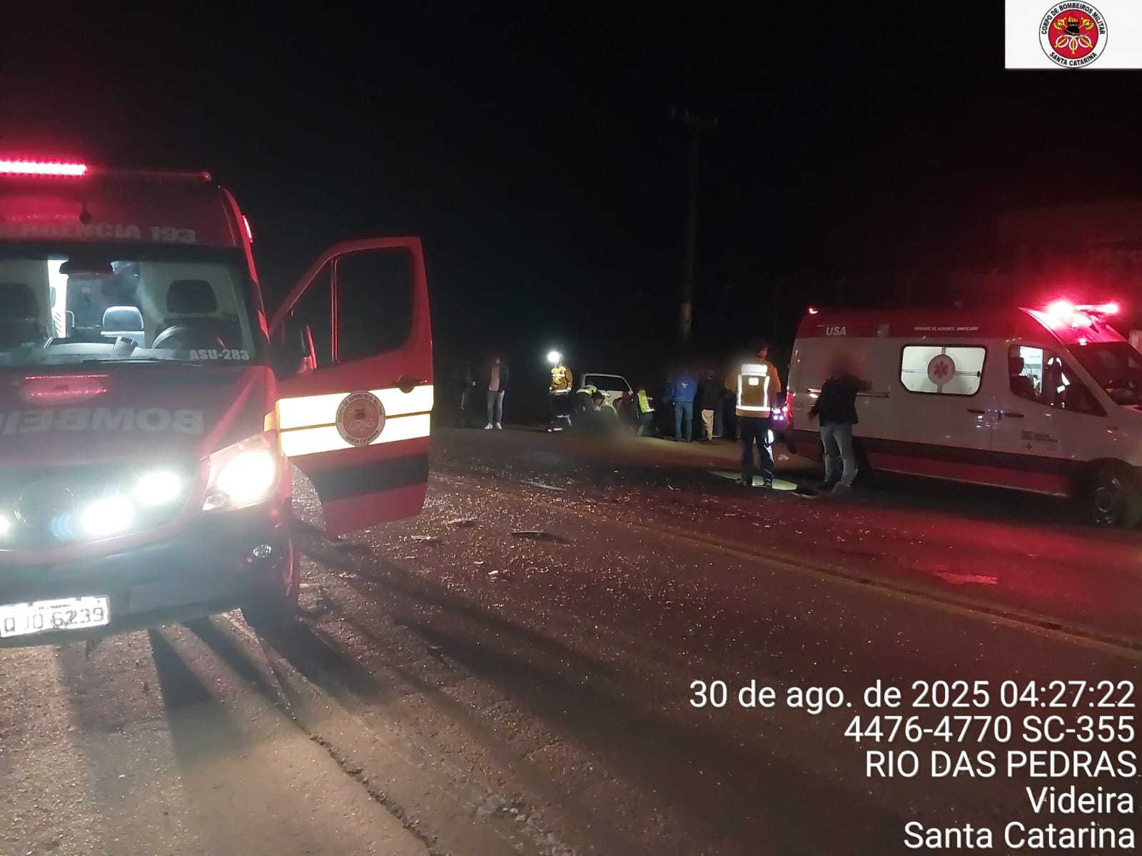 Colisão com vários veículos deixa feridos em acidente em Videira