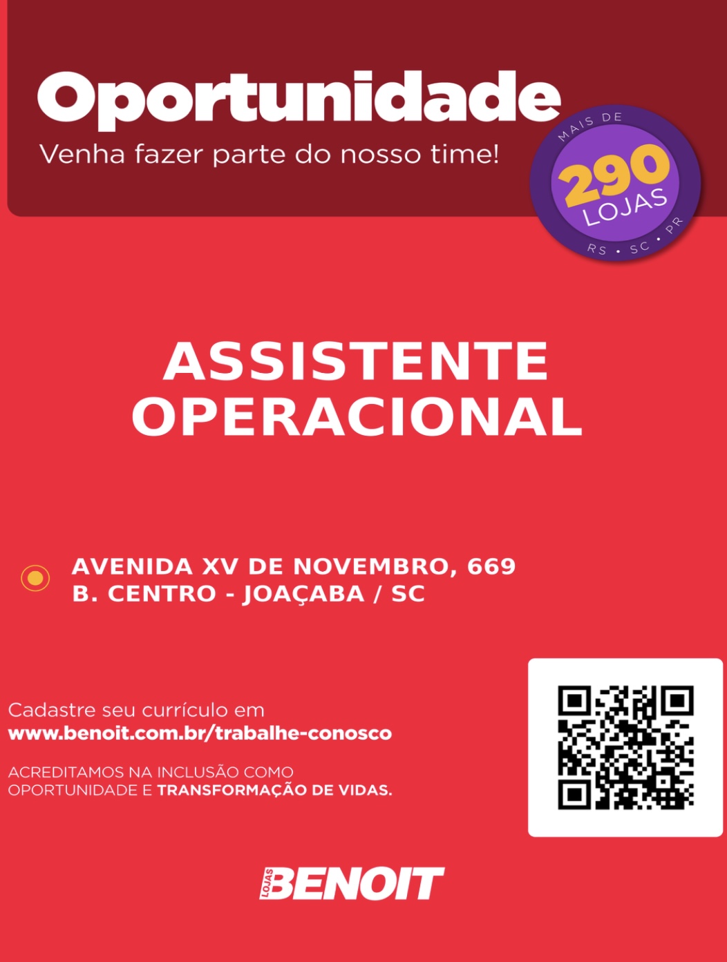 Assistente operacional – Lojas Benoit
