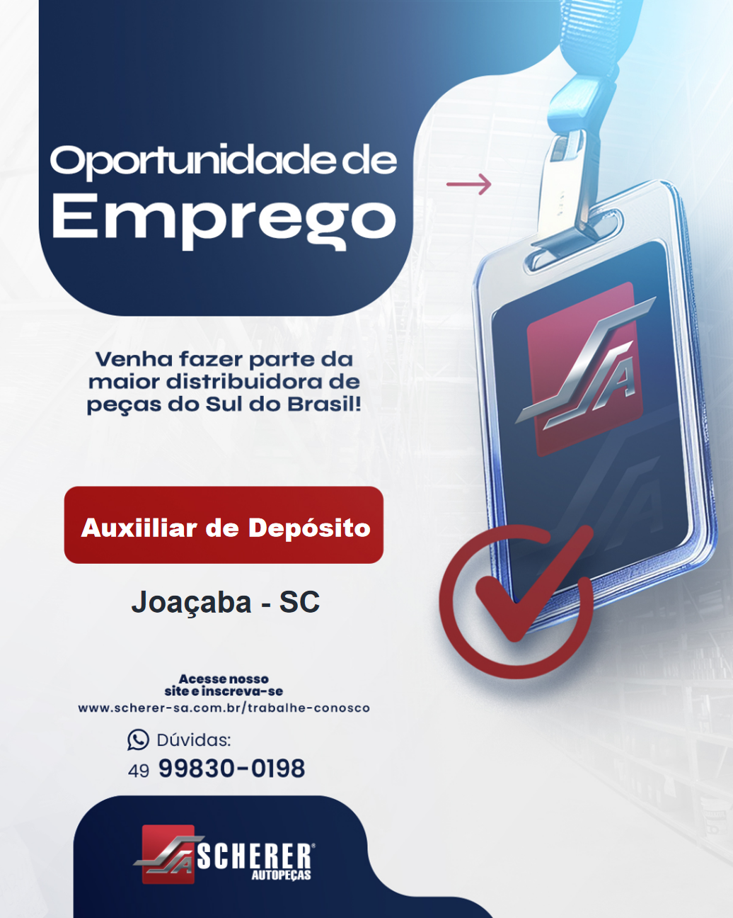 Auxiliar de depósito- Joaçaba