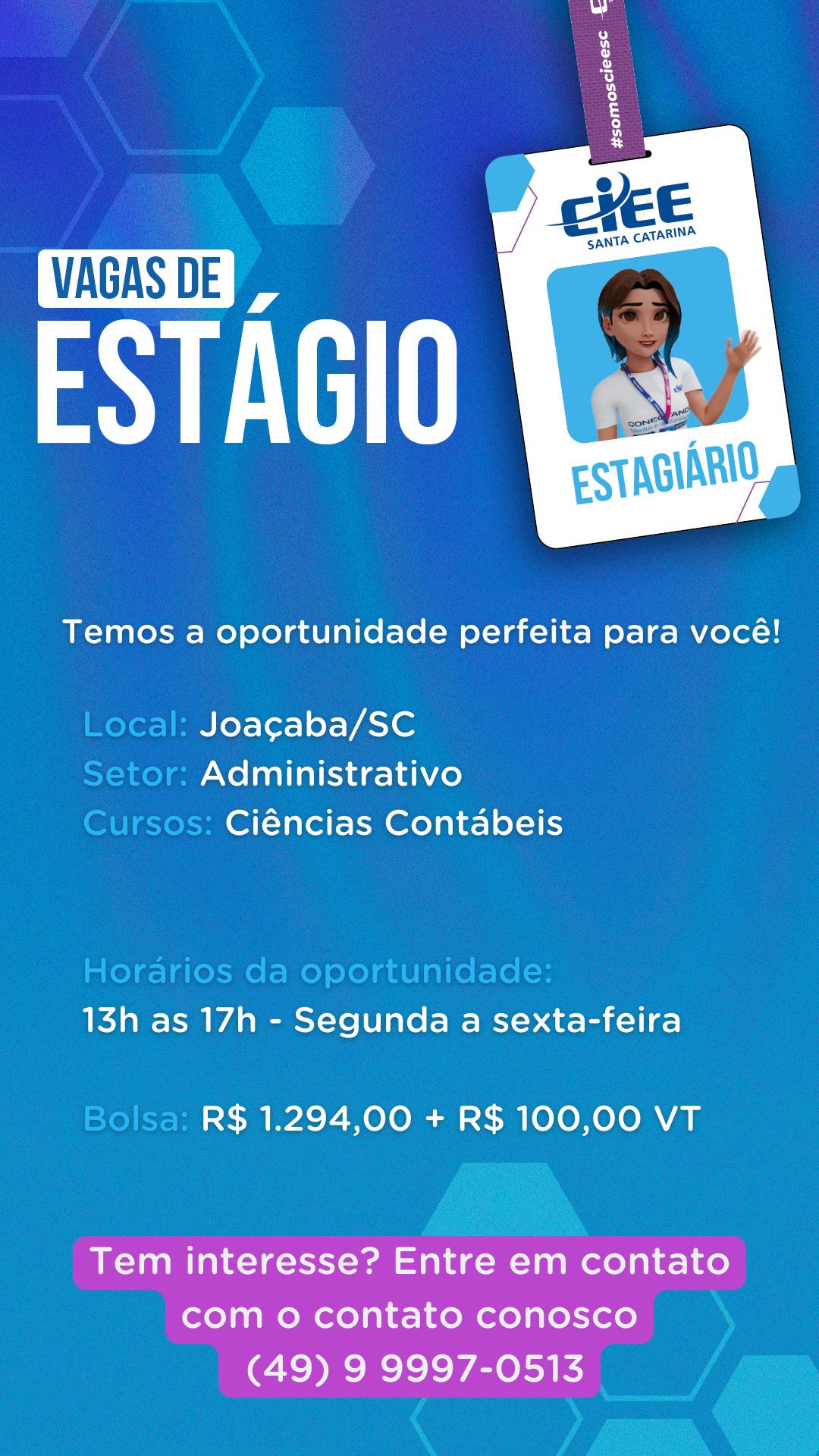 VAGA DE ESTÁGIO – CIÊNCIAS CONTÁBEIS