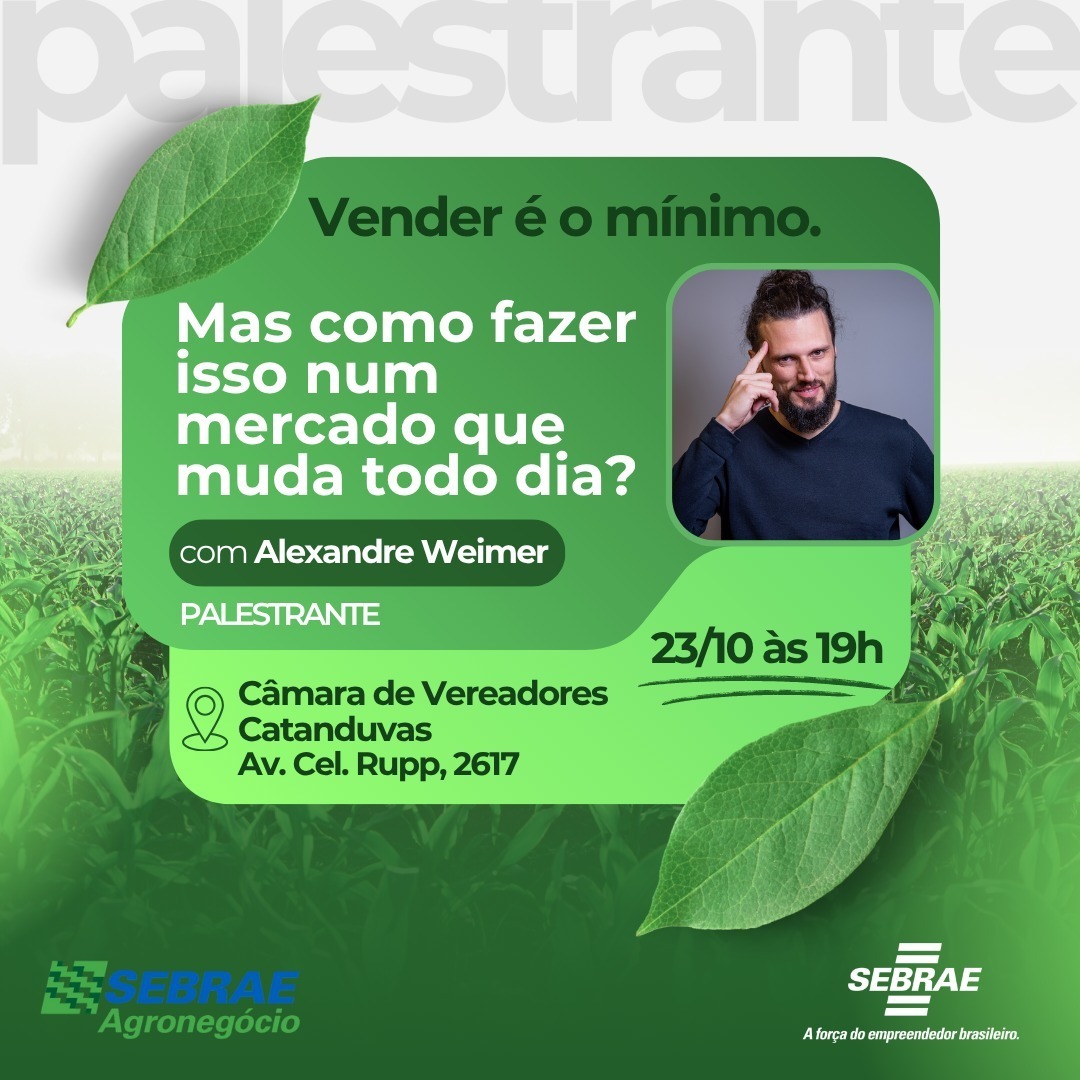 Palestra em Catanduvas vai abordar novas estratégias de vendas e gestão no agronegócio