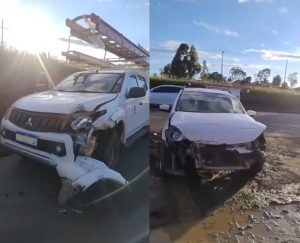 Colisão entre três veículos deixa cinco pessoas feridas na BR-282