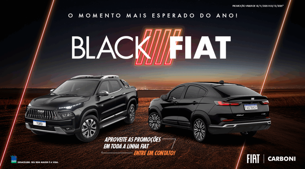 Black Friday Carboni Fiat tem Modelos 25/26 com Bônus de até R$ 24 Mil e Taxa Zero