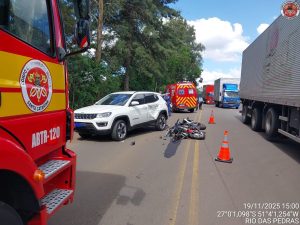 Motociclista fica ferido após colisão lateral na SC-355, em Videira