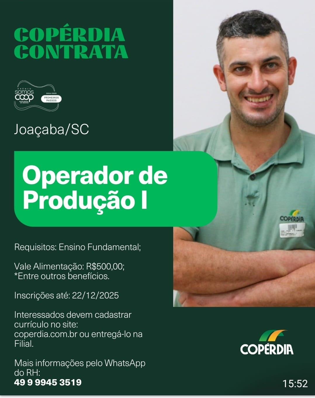 Operador de Produção I – CD Joaçaba/SC