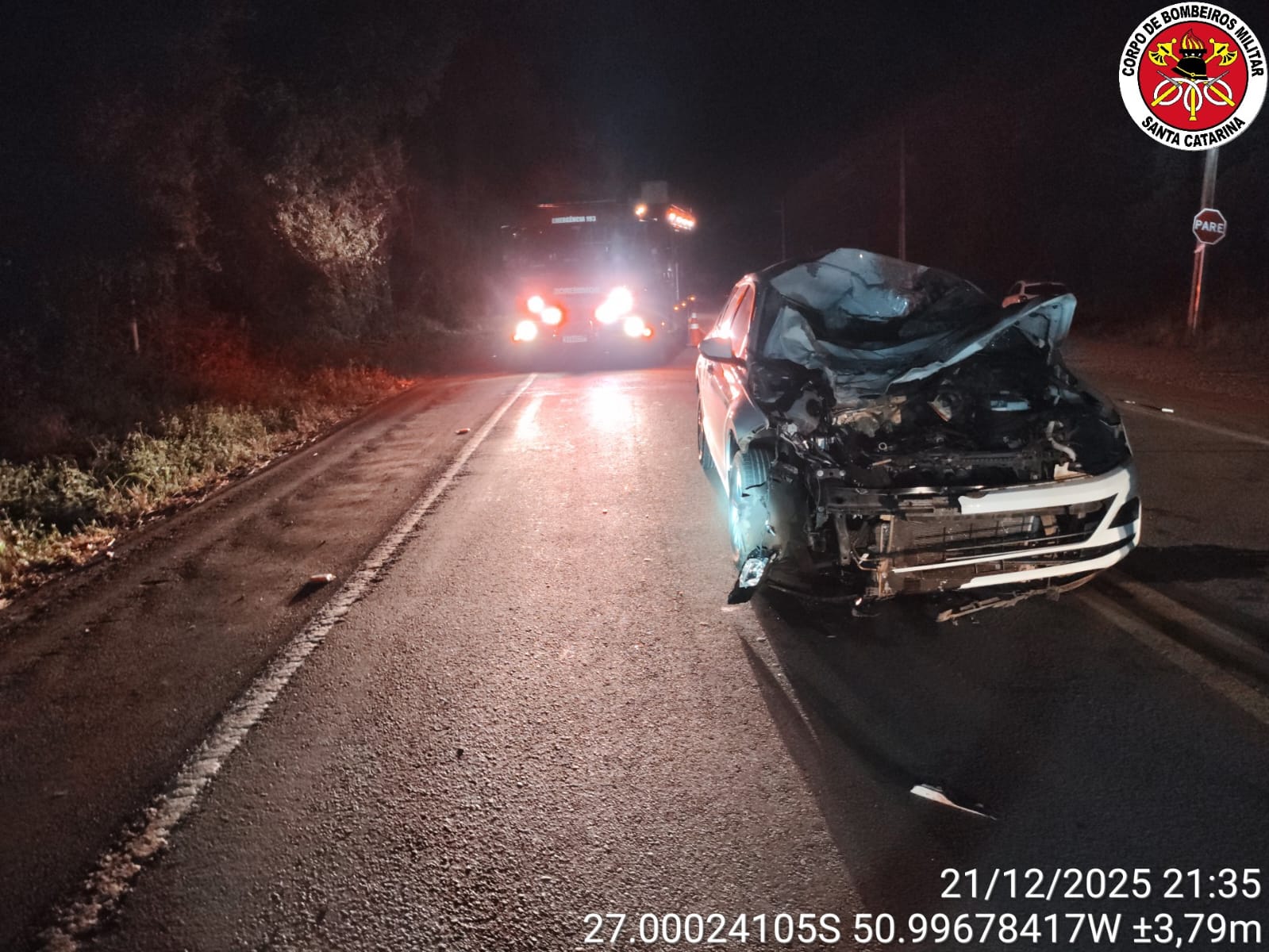 Colisão de carro com animal deixa mulher ferida e animal morto na SC-355