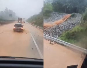 Chuva intensa provoca alagamentos e bloqueios em rodovias de Santa Catarina