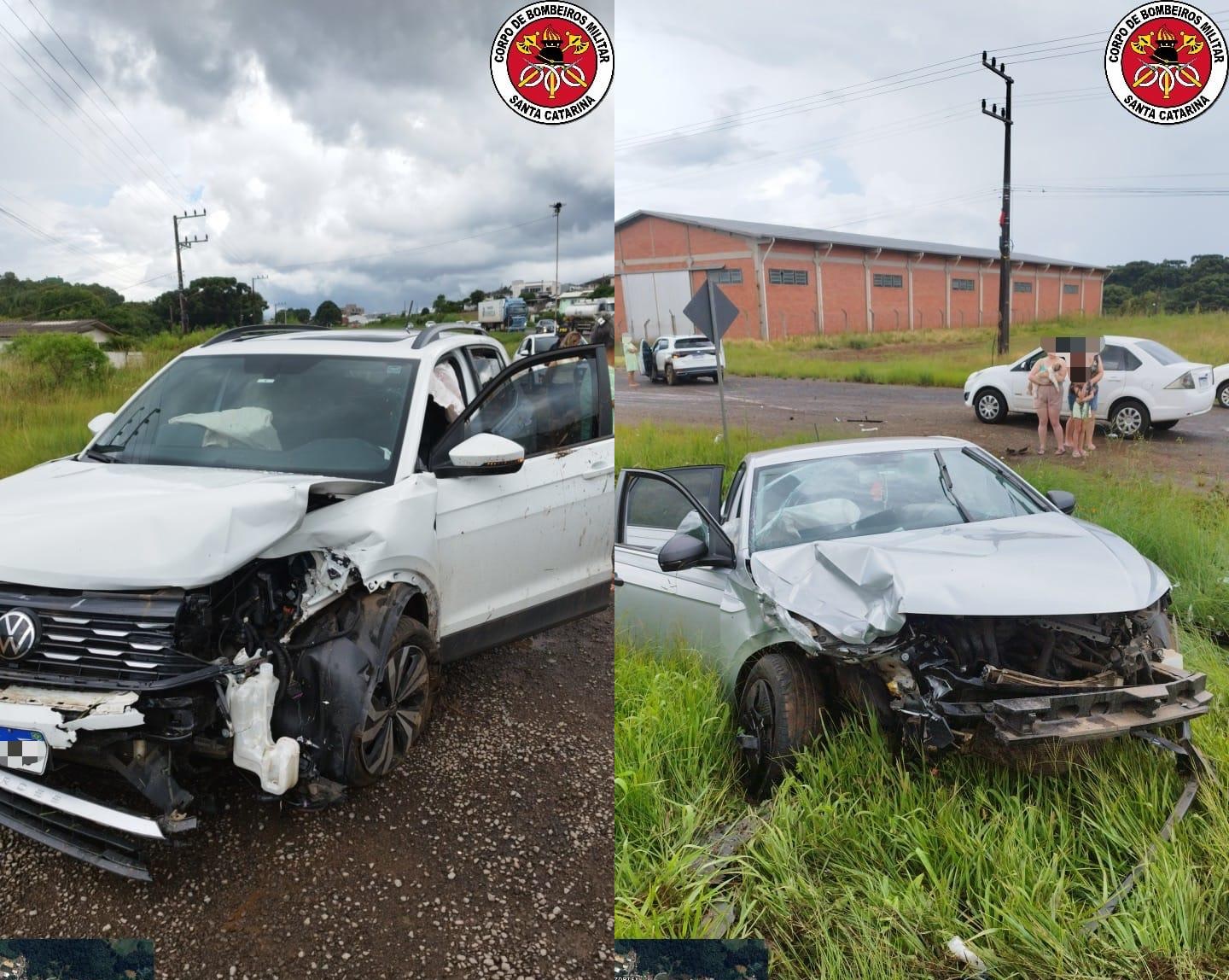 Colisão frontal deixa uma mulher ferida em Campos Novos