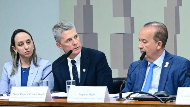 Jorginho Mello presta depoimento na CPI do Crime Organizado