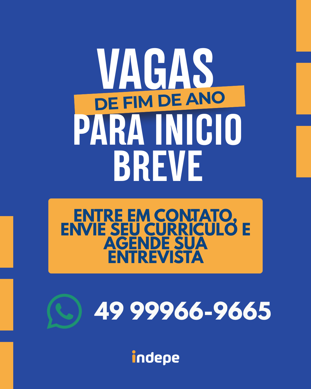 VAGAS PARA INICIO EM DEZEMBRO