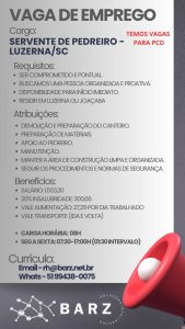 Servente de Pedreiro (Vagas também disponíveis para PCD)