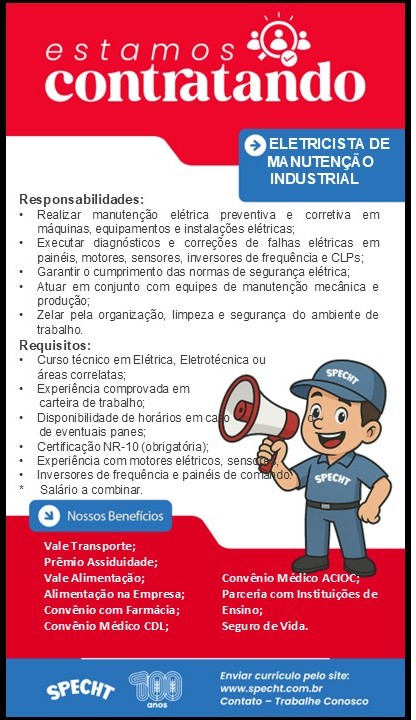 Eletricista de manutenção industrial