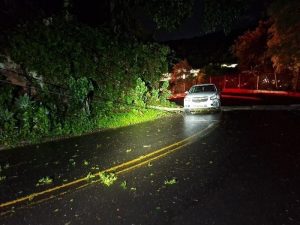 Condutor foge após colidir veículo contra postes em Herval d’Oeste