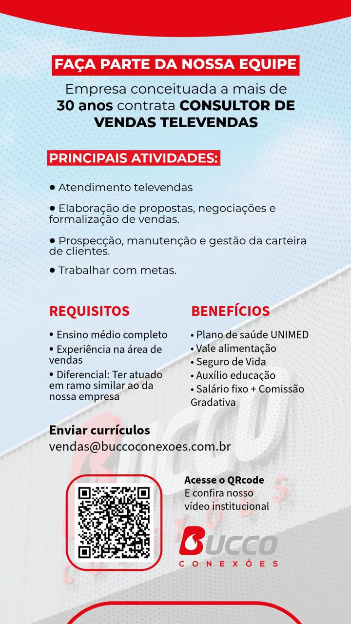 CONSULTOR DE VENDAS TELEVENDAS