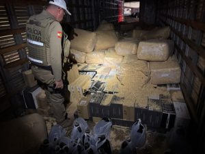 Polícia flagra vinho, camarão e azeite escondidos em carga de caminhão em Água Doce