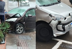 Colisão entre veículos deixa mulher ferida no Centro de Joaçaba