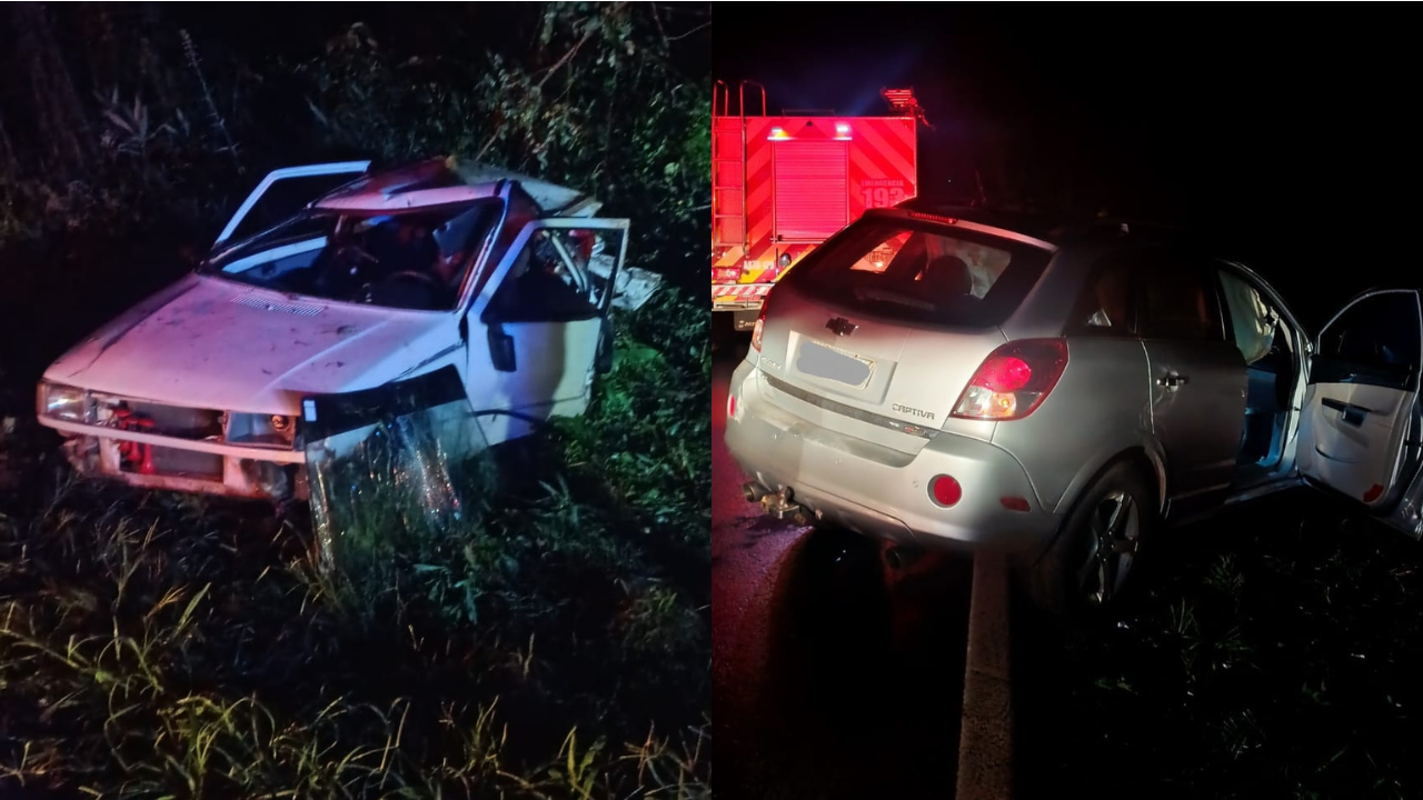 Colisão na BR-282 deixa cinco feridos, incluindo bebê de 7 meses e criança