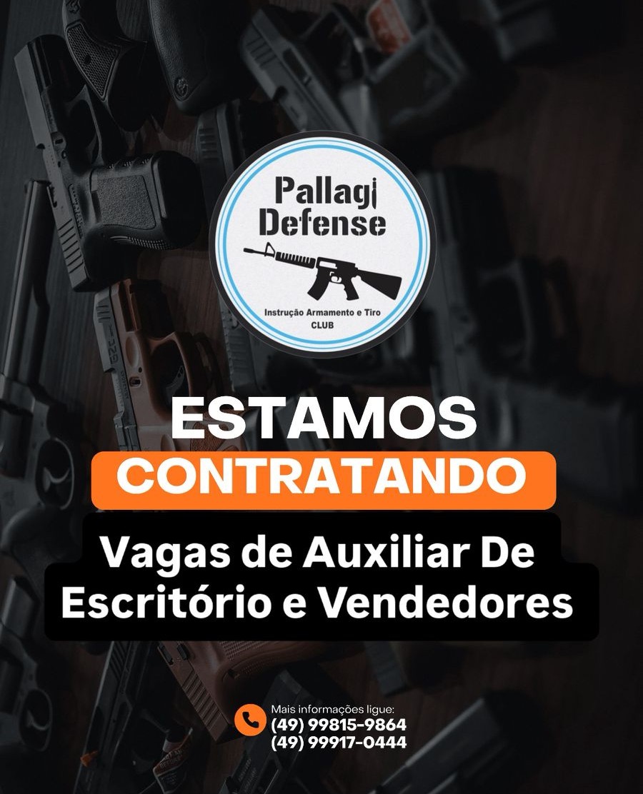 Oportunidade: Pallagi Defense abre vagas para Auxiliar de Escritório e Vendedores