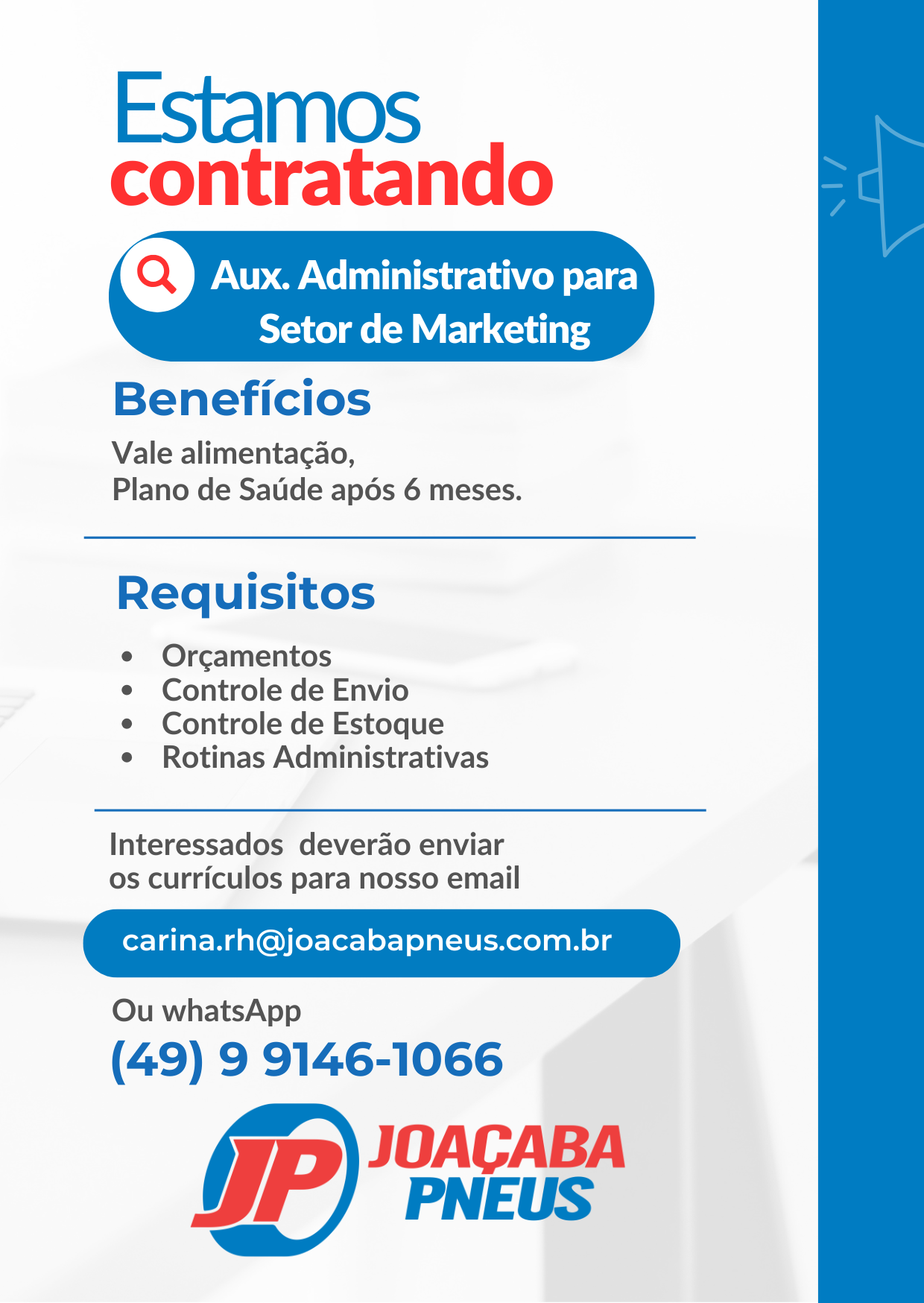 Auxiliar Administrativo – Setor de Marketing