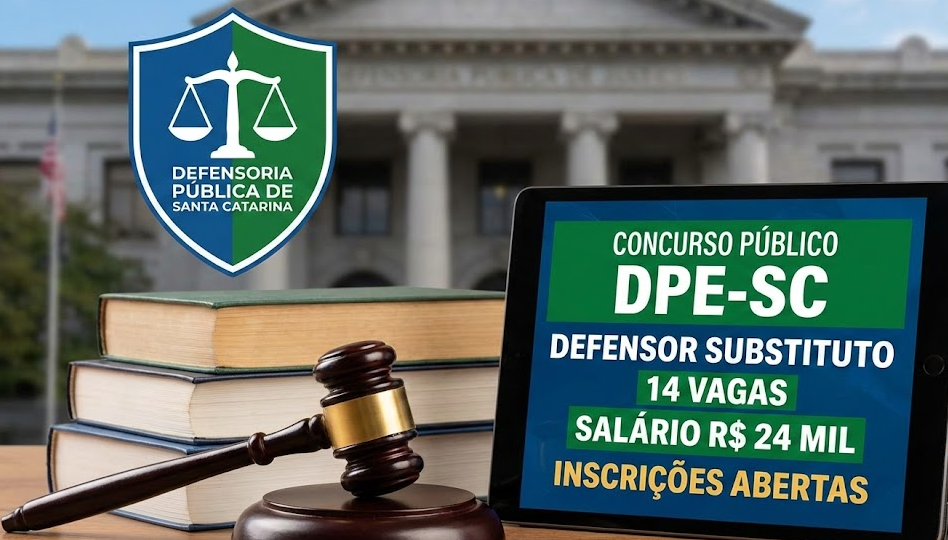 Salário de R$ 24 mil: Defensoria Pública de SC abre concurso com 14 vagas para Defensor Substituto