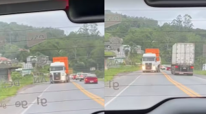 Caminhoneiro para no meio da BR-470 para urinar: Atitude inusitada gera infração gravíssima