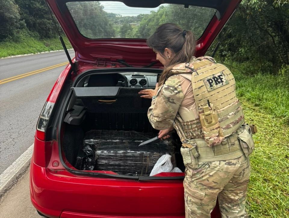 Carro é flagrado transportando mais de 100 kg de maconha na BR-282