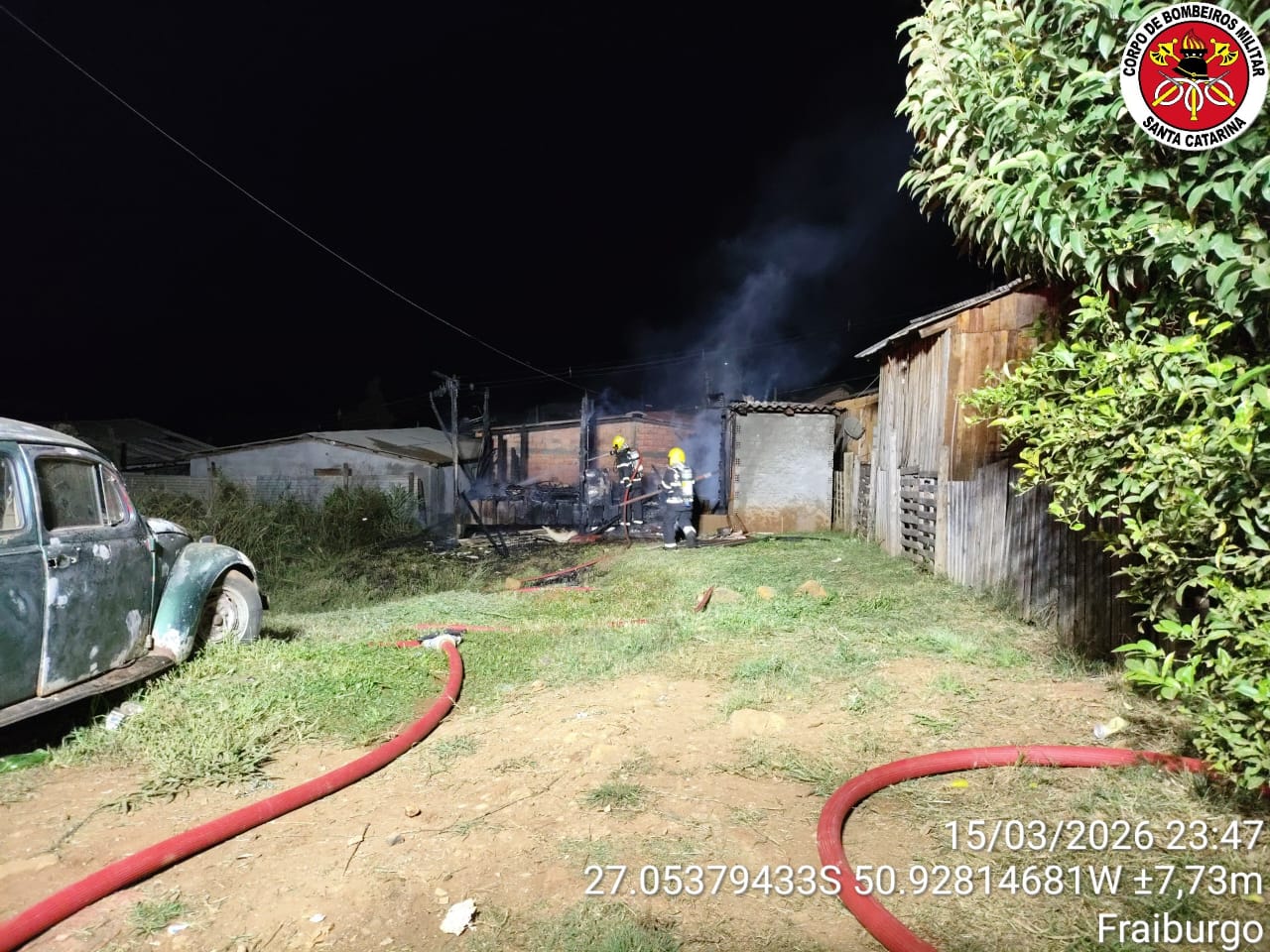Incêndio em residência deixa jovem com queimaduras em Fraiburgo