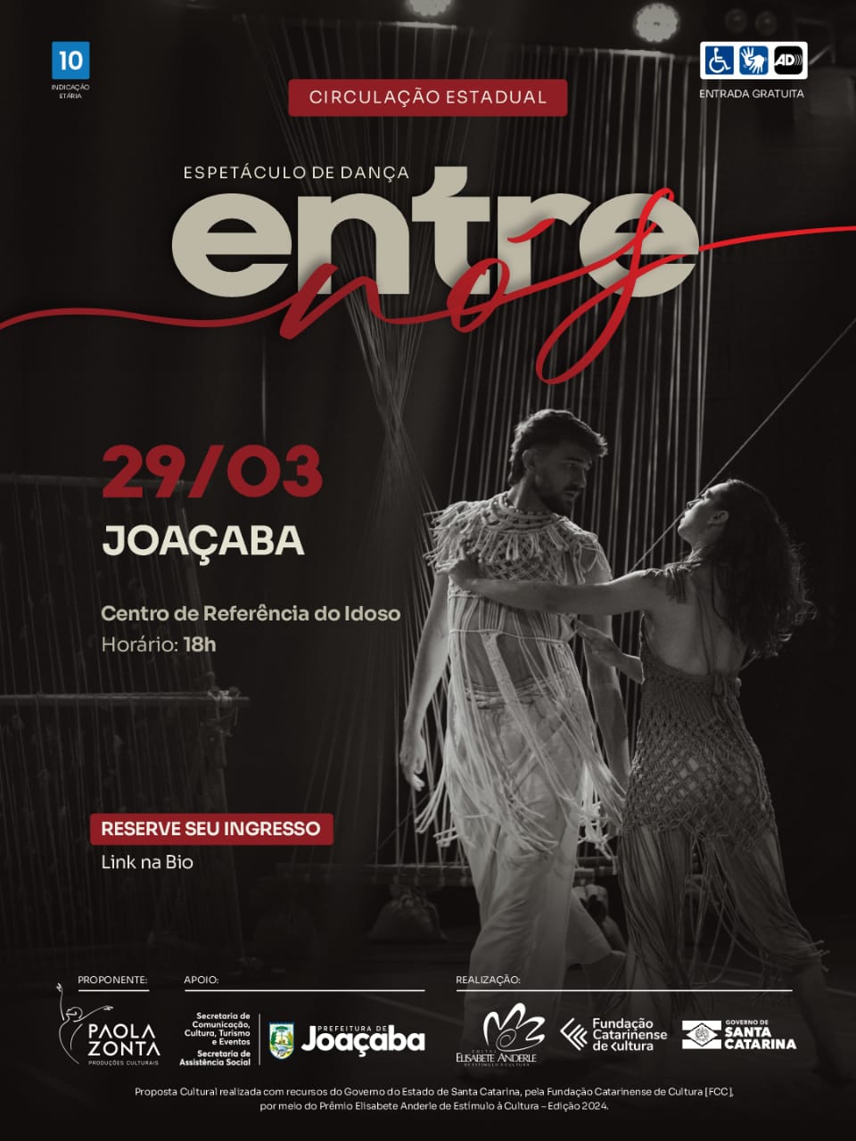 EntreNós –  Espetáculo de dança acontece em Joaçaba, no dia 29, com entrada franca