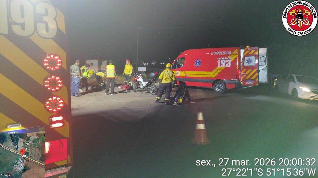 Adolescente fica ferido após ser atropelado por motocicleta na BR-282, em Campos Novos