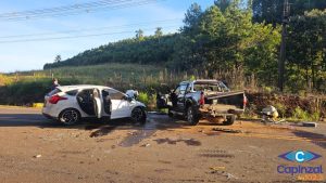 Colisão entre três veículos deixa dois feridos na SC-150, em Capinzal